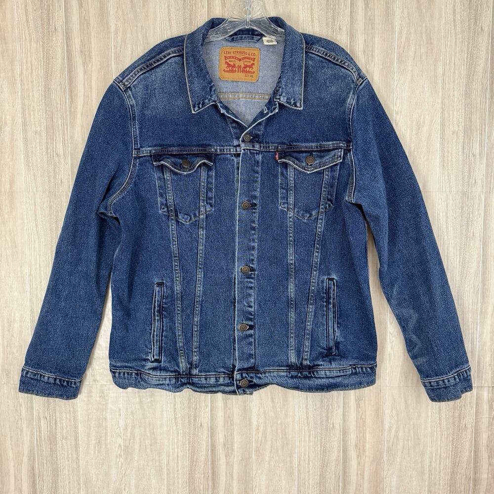 Levi’s Denim Trucker Jacket Mens XXL Button Up Coat Mexico 72334 Zig Zag Sleeves